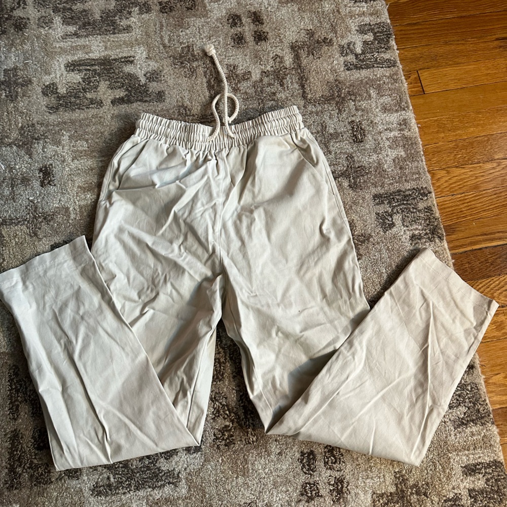 Beige high waisted jean joggers